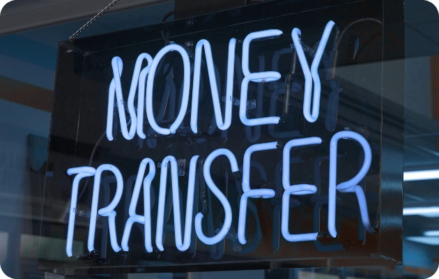 Invincible Pay Wire Transfer, neon sign depicting money transfer